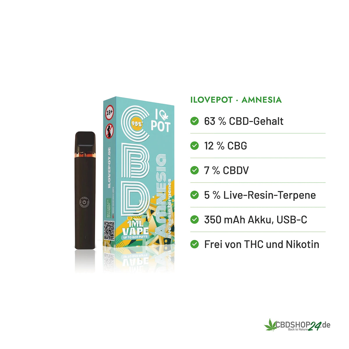 ILovePot CBD Vape 95% - Amnesia