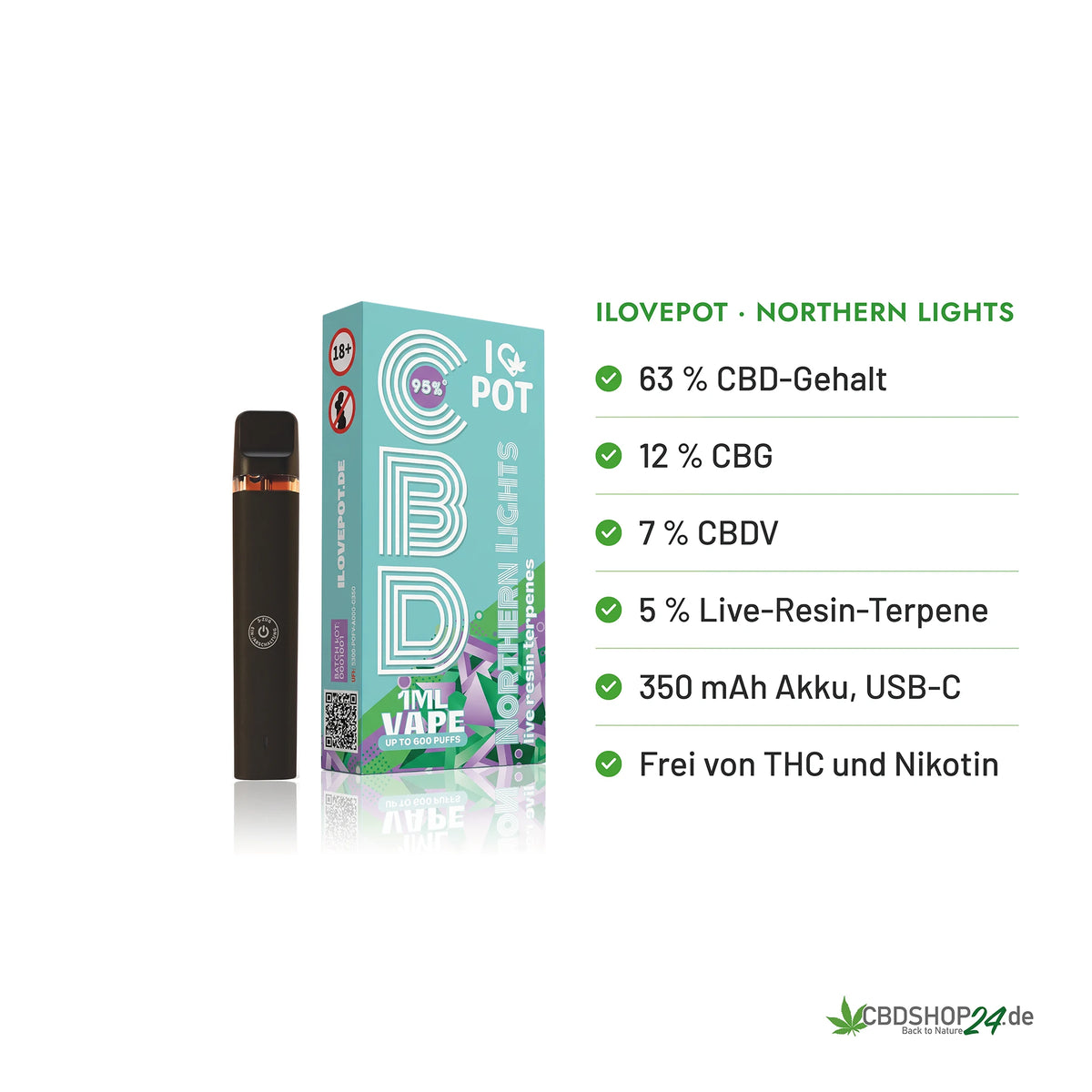 ILovePot CBD Vape 95% - Northern Lights