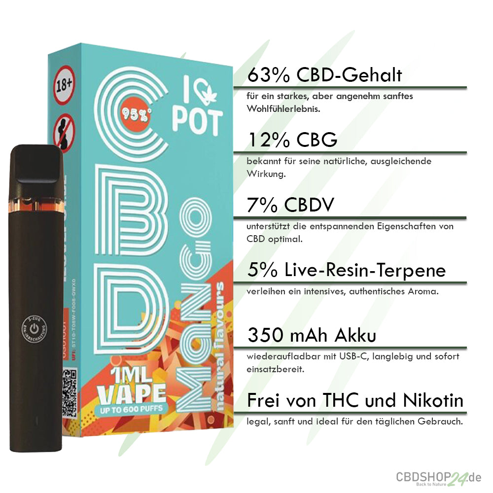 ILovePot CBD Vape 95% - Mango-cbdshop24.de