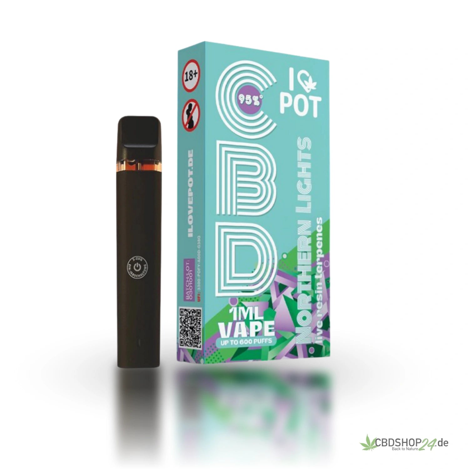 Northern Lights CBD Vape von ILovePot | 95 % Hanfextrakt, THC-frei & entspannend Northern Lights CBD Vape von ILovePot | 95 % Hanfextrakt, THC-frei & entspannend