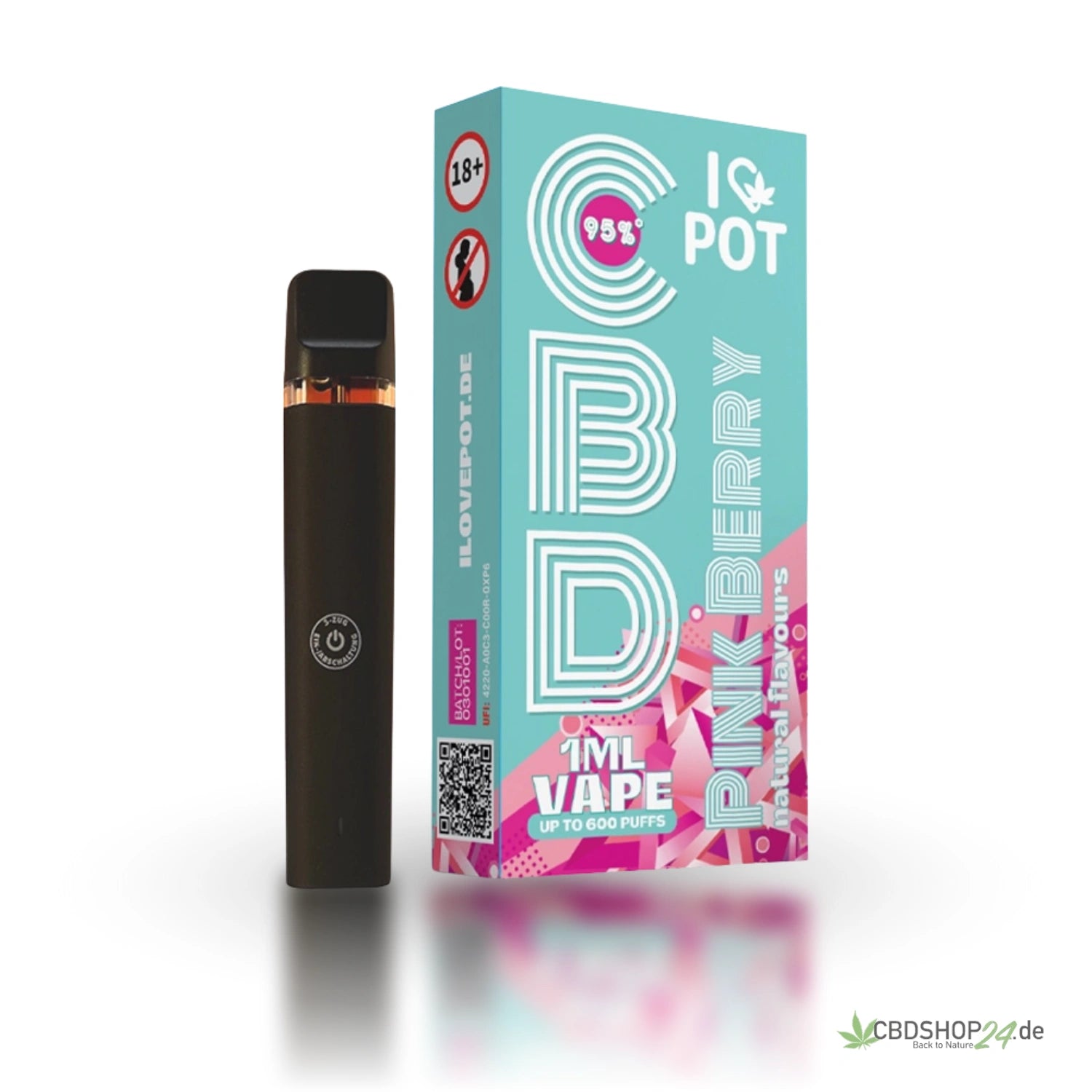 Pink Berry CBD Vape Pen von ILovePot | 95 % CBD, fruchtig, legal & THC-frei Pink Berry CBD Vape Pen von ILovePot | 95 % CBD, fruchtig, legal & THC-frei