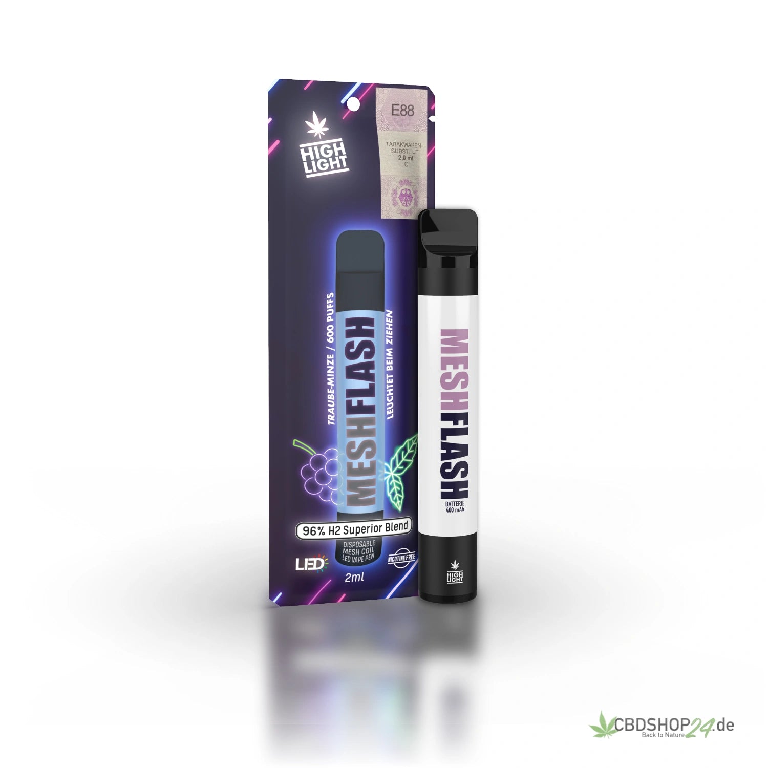 meshflash h2 superior blend vape Mesh Flash 96 % H2 Superior Traube Minze 2 ml