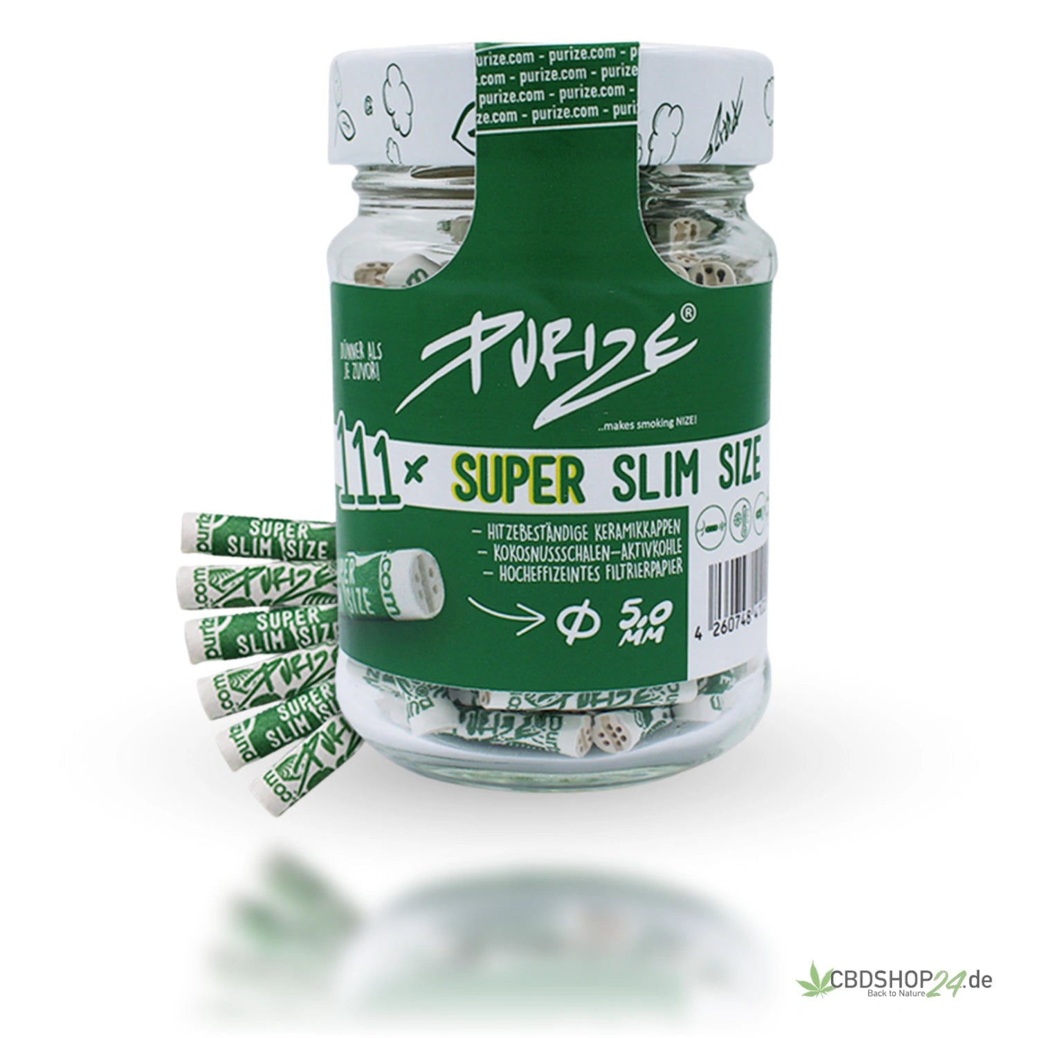 Purize® SUPER Slim Size (Ø5,0mm)111stk. im Glas-cbdshop24.de