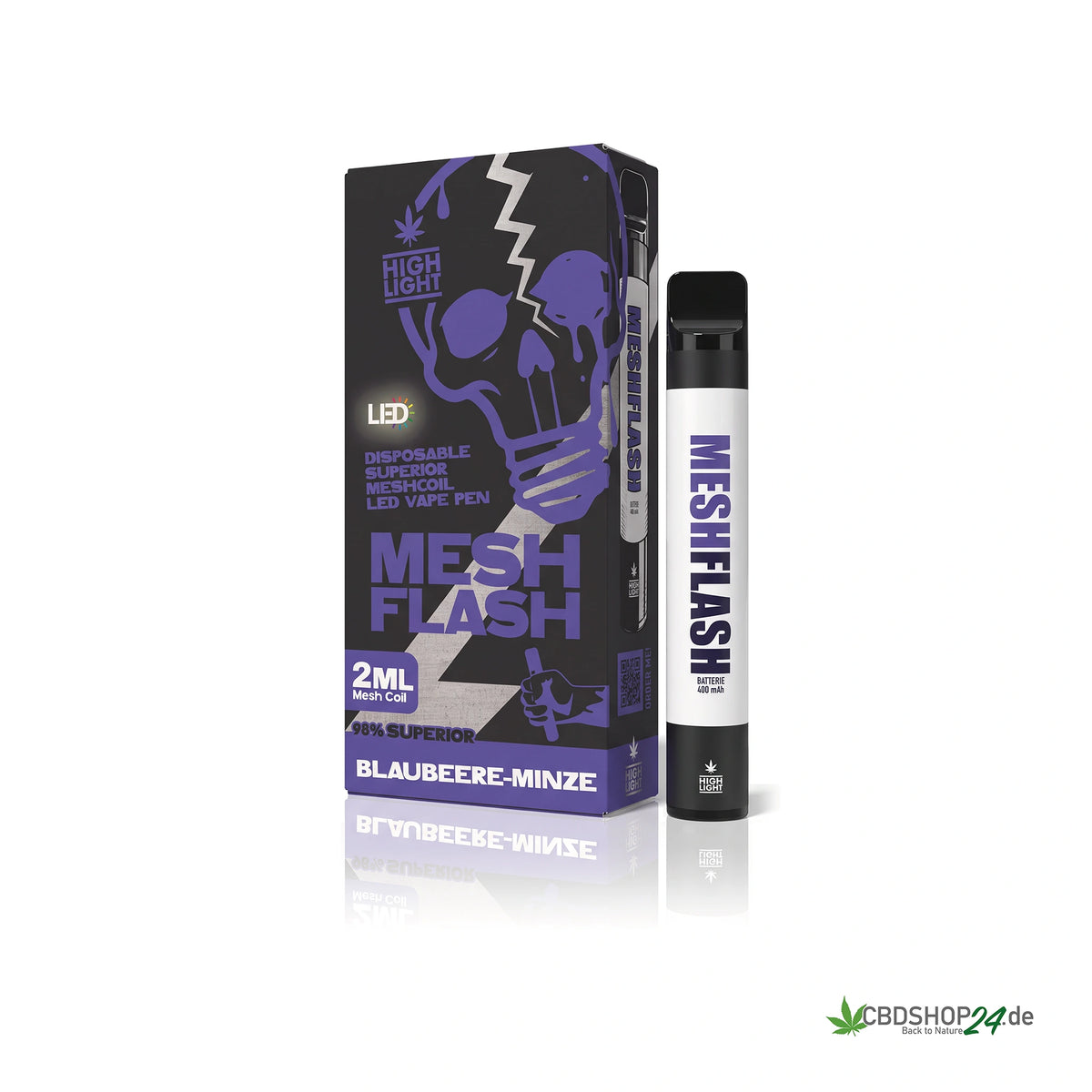 Mesh Flash Vape H2 Superior 96% - Blaubeere-Minze 2ml