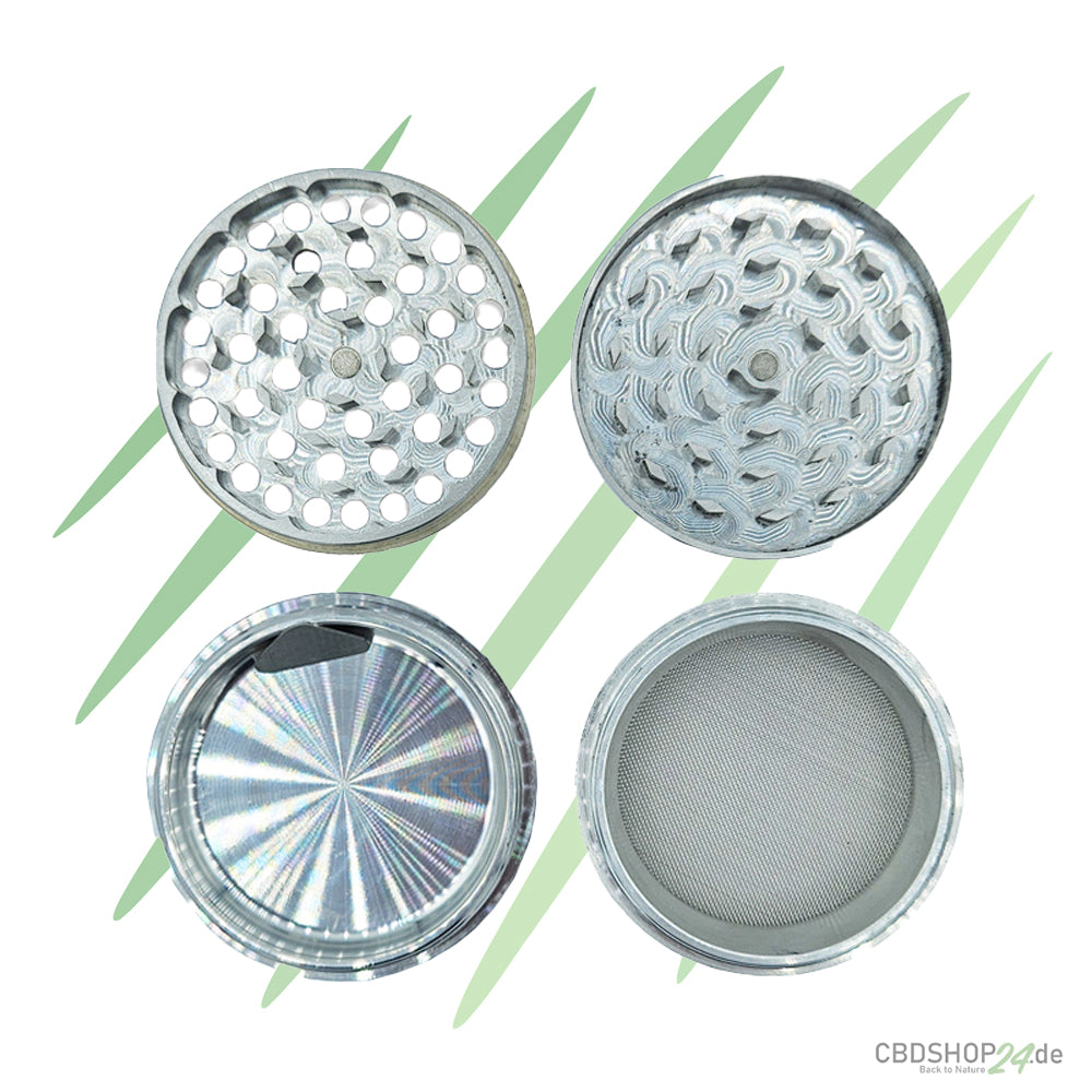 Aluminium Grinder 4 tlg. Silber 63mm