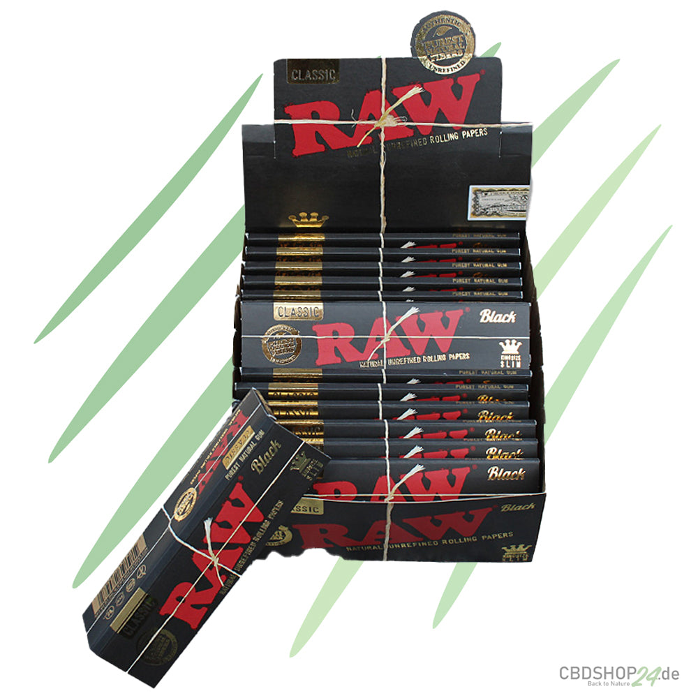 RAW Classic King Size Slim Papers, Black