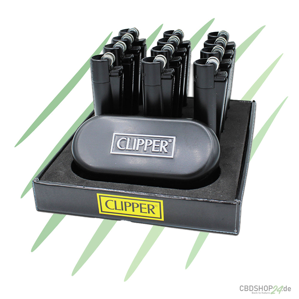 'Clipper' Feuerzeug Stahl Matt All Black