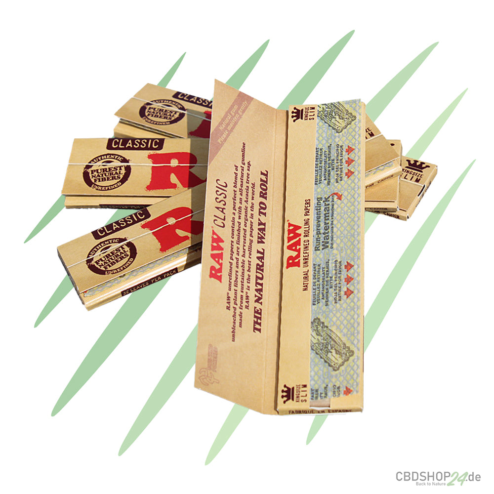 RAW Classic King Size Slim Papers, Ungebleicht