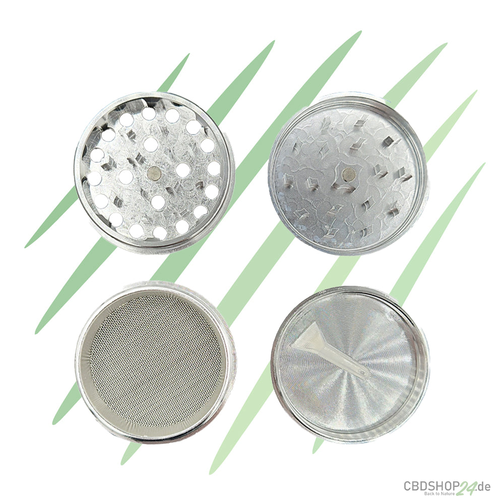 Aluminium Grinder 4 tlg. Silber 53mm