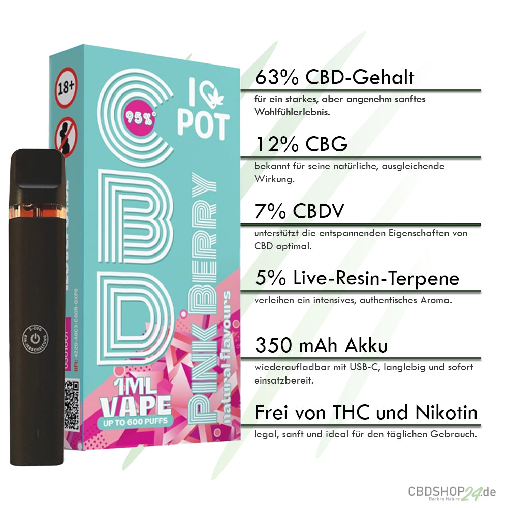 ILovePot CBD Vape 95% - Pink Berry