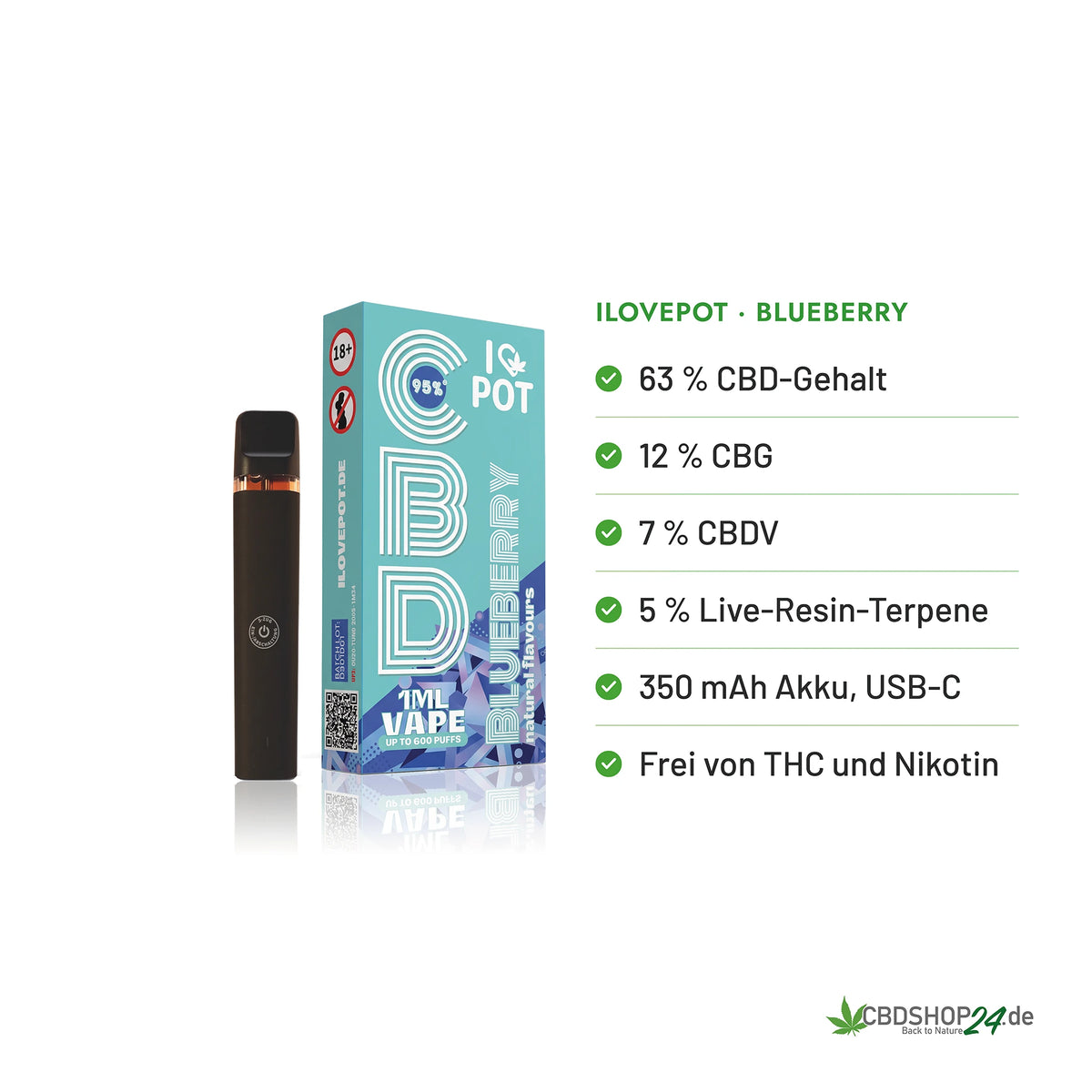 ILovePot CBD Vape 95% - Blueberry