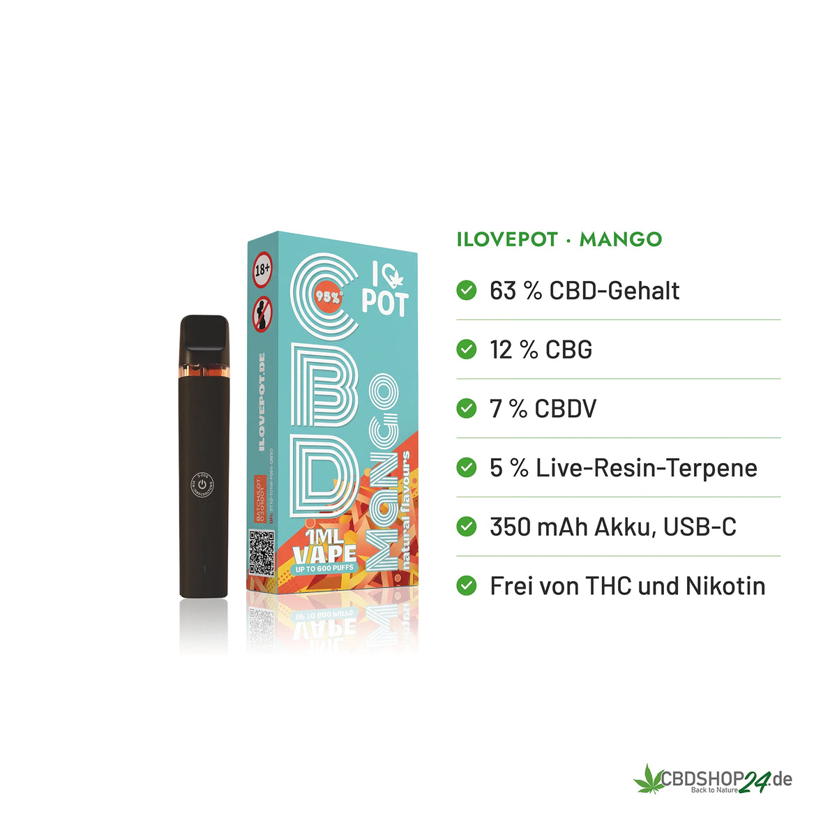ILovePot CBD Vape 95% - Mango