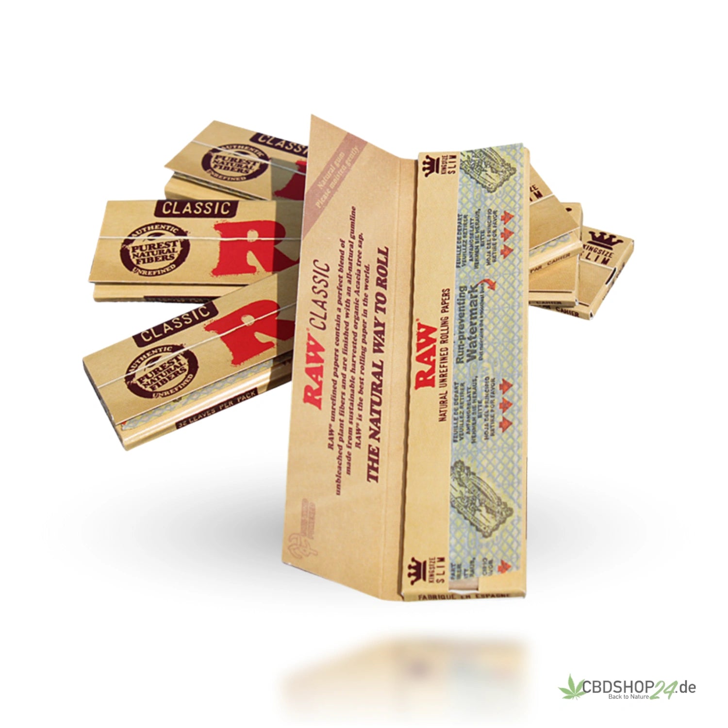 RAW Classic King Size Slim Papers, Ungebleicht