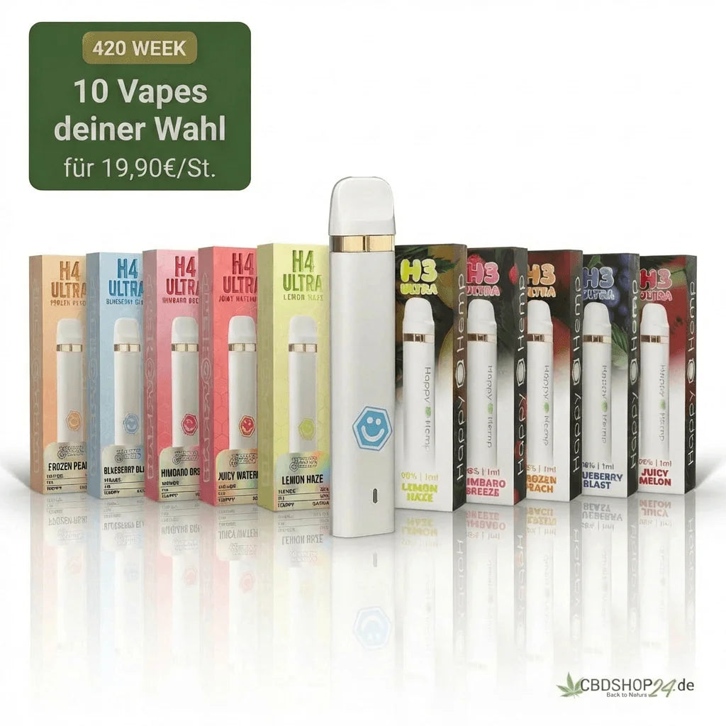 10x Happy Hemp Vape H3 & H4 Ultra - frei wählbar