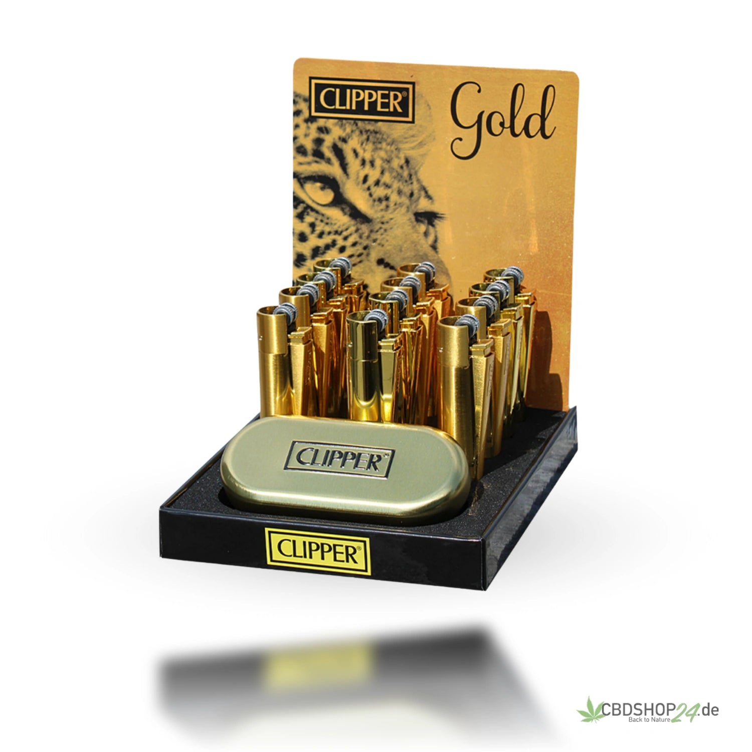 Clipper Feuerzeug Stahl 'Gold'-cbdshop24.de