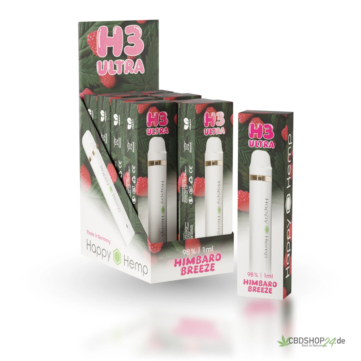 Happy Hemp H3 Ultra Vape 98% Himbaro Breeze | Fruchtig & frisch Happy Hemp H3 Ultra Vape 98% Himbaro Breeze | Fruchtig & frisch