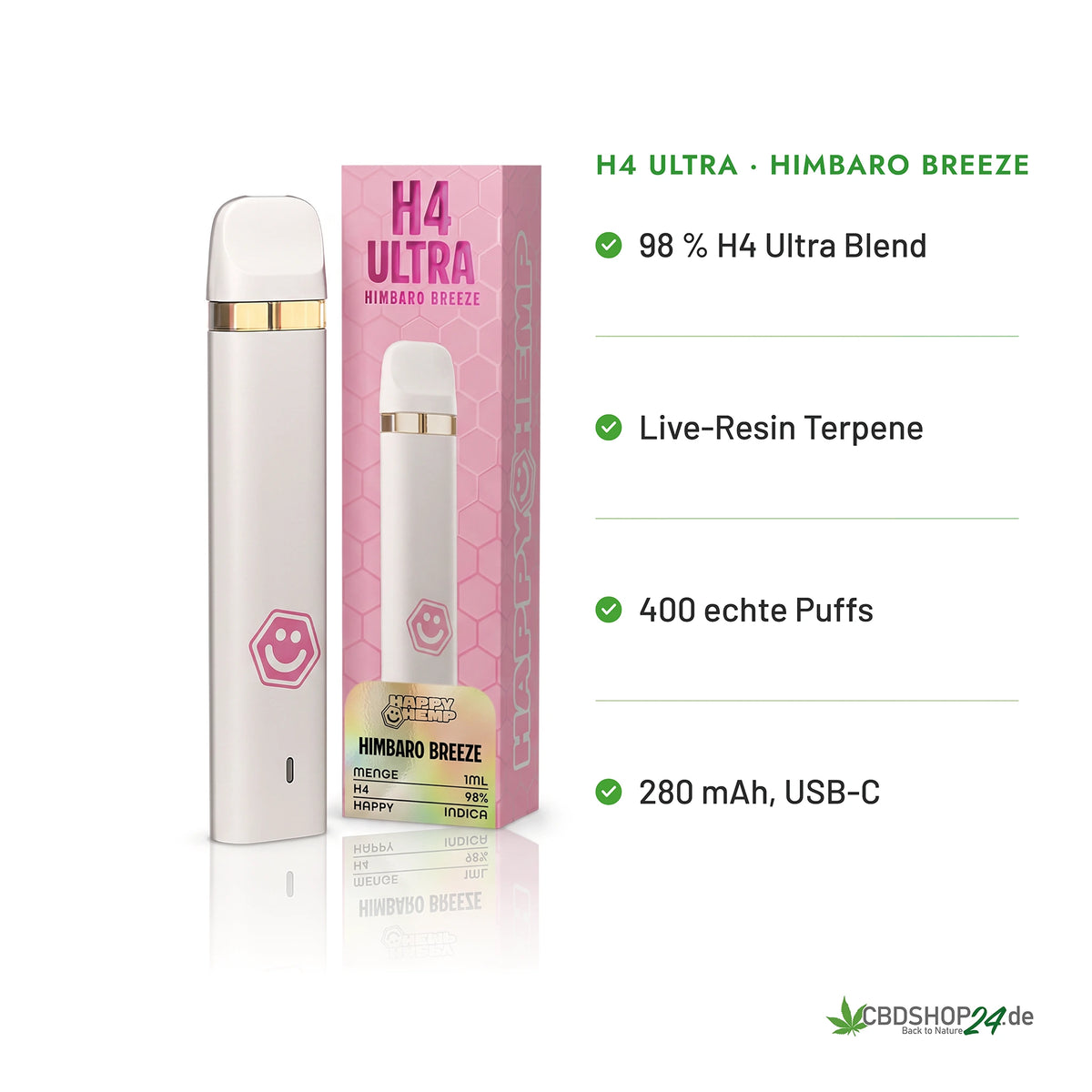 Happy Hemp® H4 Ultra Vape 98% - Himbaro Breeze