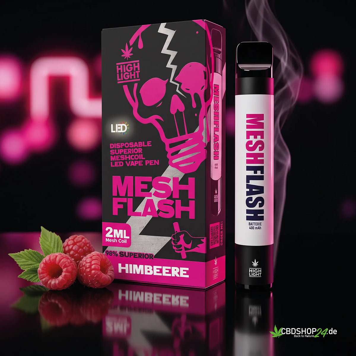 Mesh Flash Vape H2 Superior 96% - Himbeere 2ml