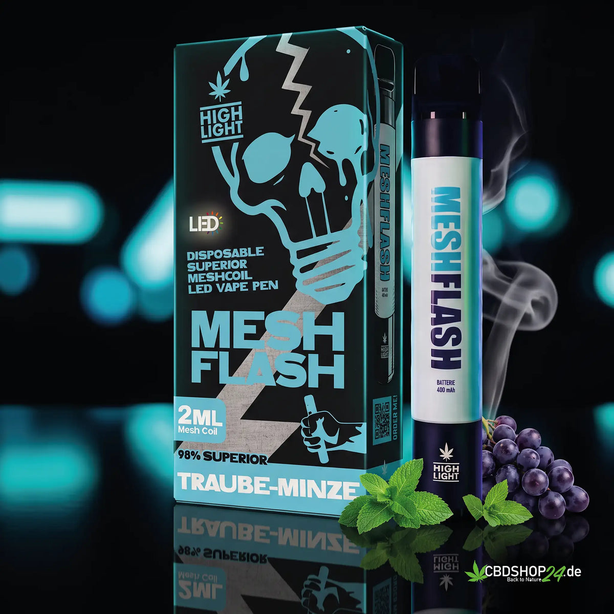 Mesh Flash Vape H2 Superior 96% - Traube-Minze 2ml